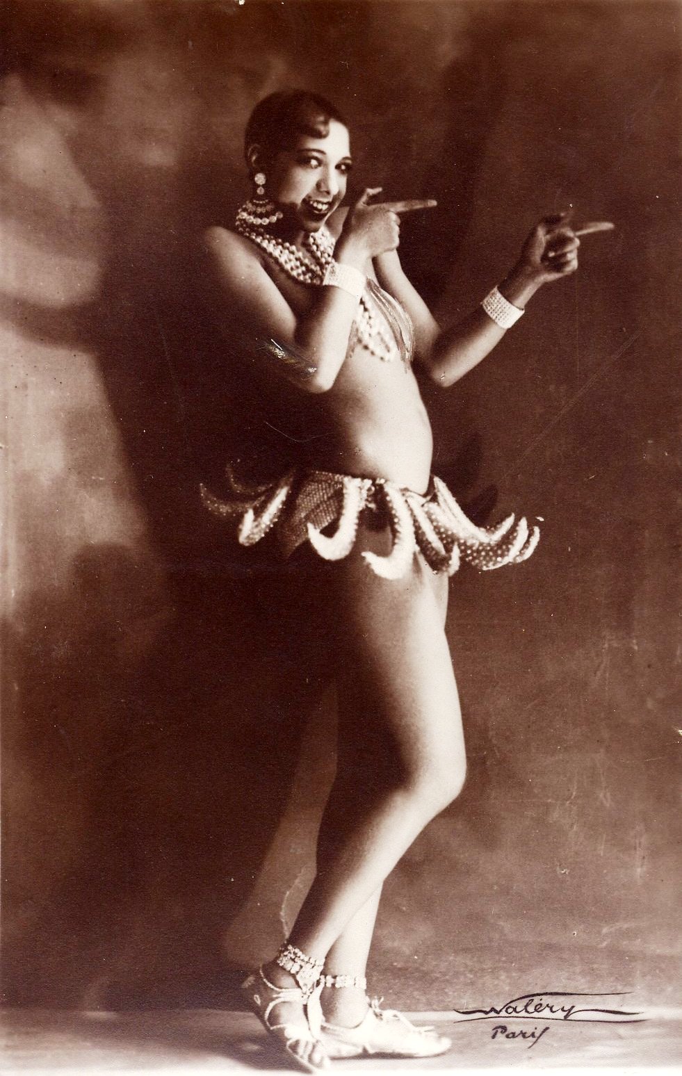 Josephine Baker in her banana skirt, also known as banana girdle